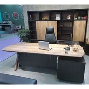EASTON Sit Stand Electric Lift Executive Desk with Left Return 2.2m - Warm Oak & Black gallery detail image