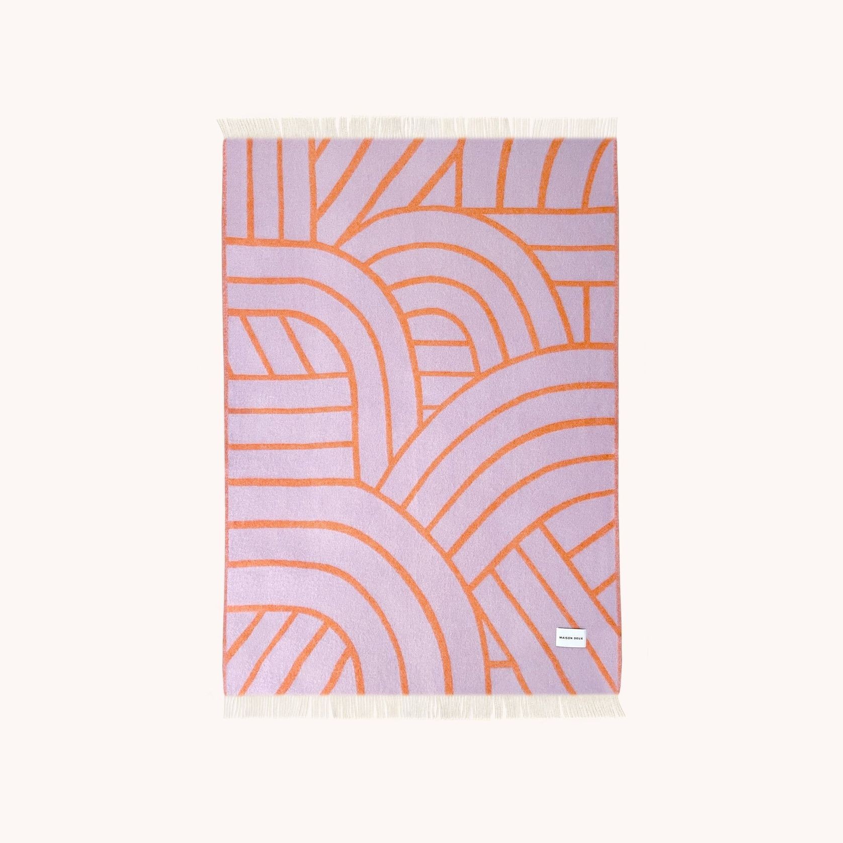 Maison Deux Lines Reversible NZ Wool Throw – Lilac Orange gallery detail image