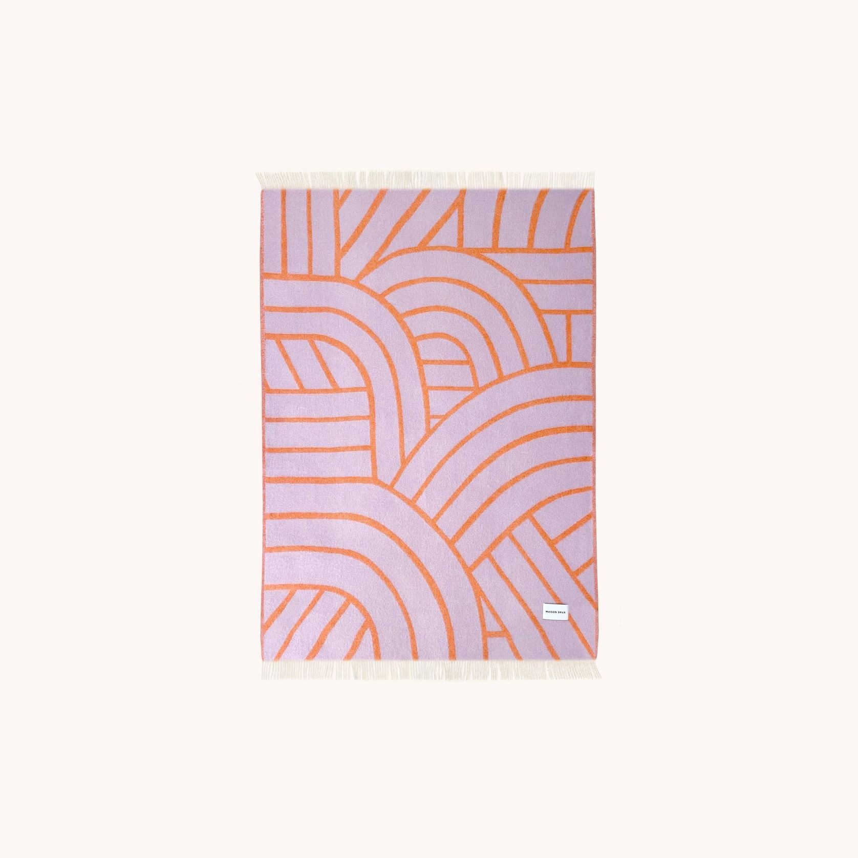 Maison Deux Lines - Lilac Orange | Large Reversible Wool Throw gallery detail image