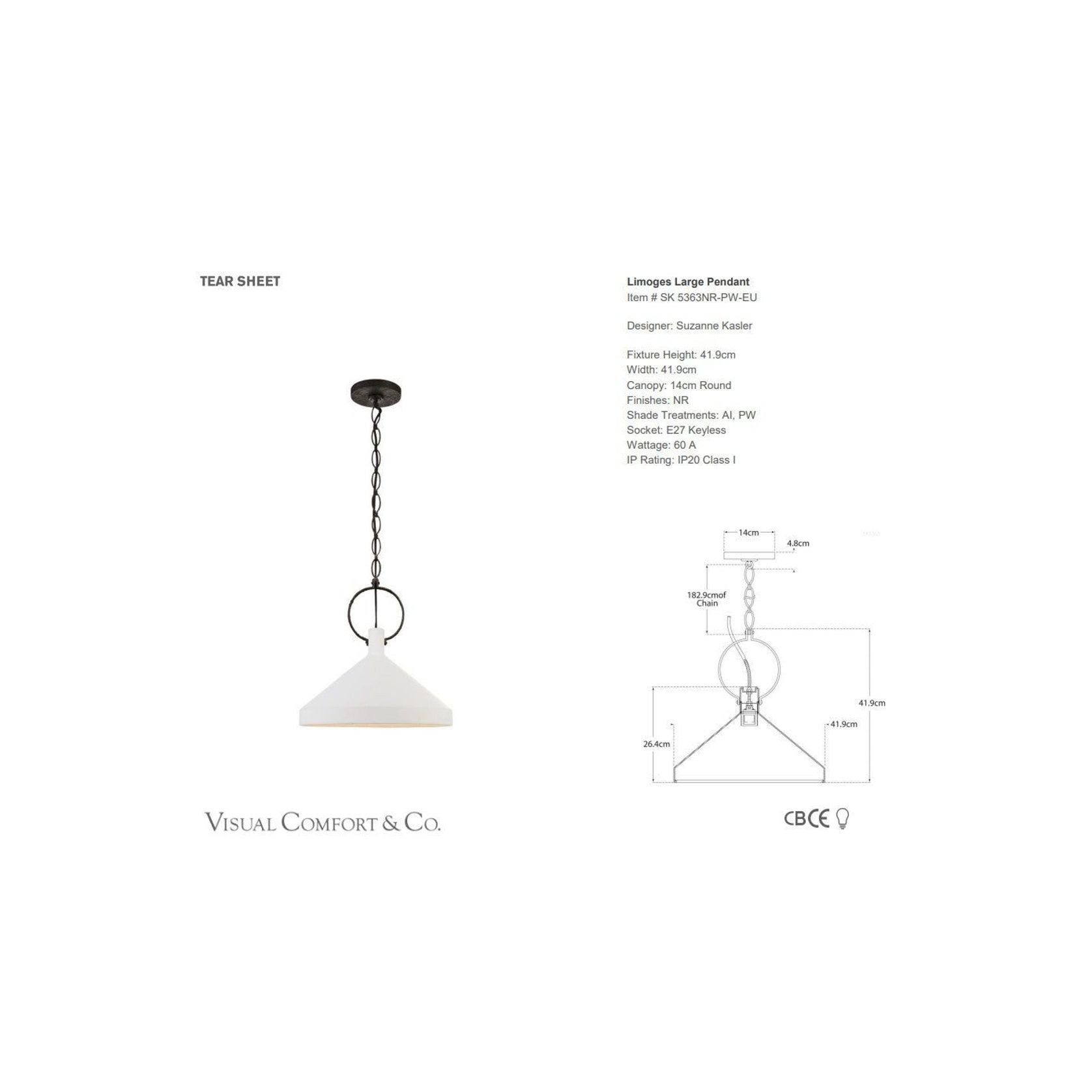 Visual Comfort Suzanne Kasler Limoges Large Pendant gallery detail image