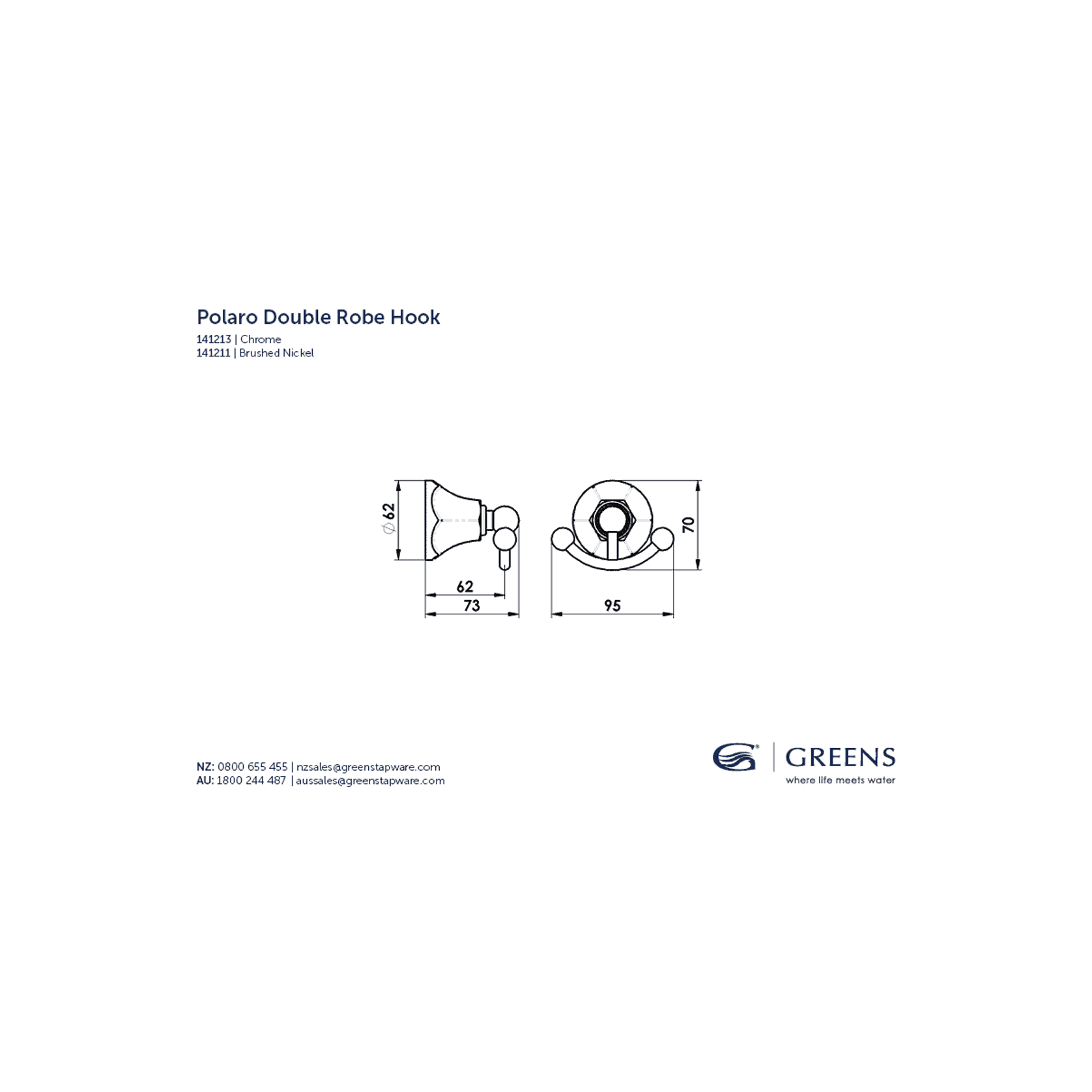 Polaro Double Robe Hook gallery detail image