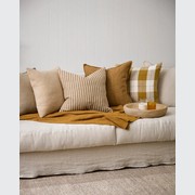 Baya Spencer Cushion - Ochre/Natural | 100% Linen gallery detail image