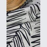 Hand-printed 100% Linen Tea Towel - Leaf, Black gallery detail image