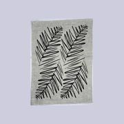 Hand-printed 100% Linen Tea Towel - Leaf, Black gallery detail image