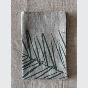 Hand-printed 100% Linen Tea Towel - Leaf, Sage Green gallery detail image