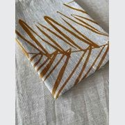 Hand-printed 100% Linen Tea Towel - Leaf, Mustard gallery detail image