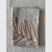 Hand-printed 100% Linen Tea Towel - Leaf, Mustard gallery detail image