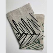Hand-printed 100% Linen Tea Towel - Leaf, Black gallery detail image