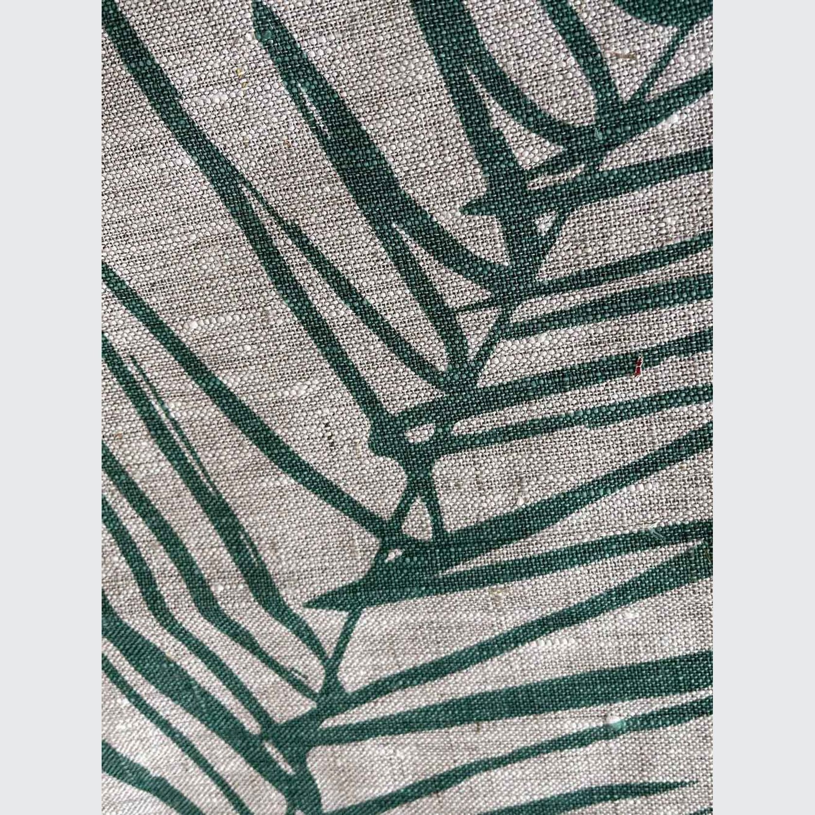 Hand-printed 100% Linen Tea Towel - Leaf, Sage Green gallery detail image