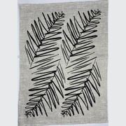 Hand-printed 100% Linen Tea Towel - Leaf, Navy Blue gallery detail image