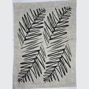 Hand-printed 100% Linen Tea Towel - Leaf, Sage Green gallery detail image