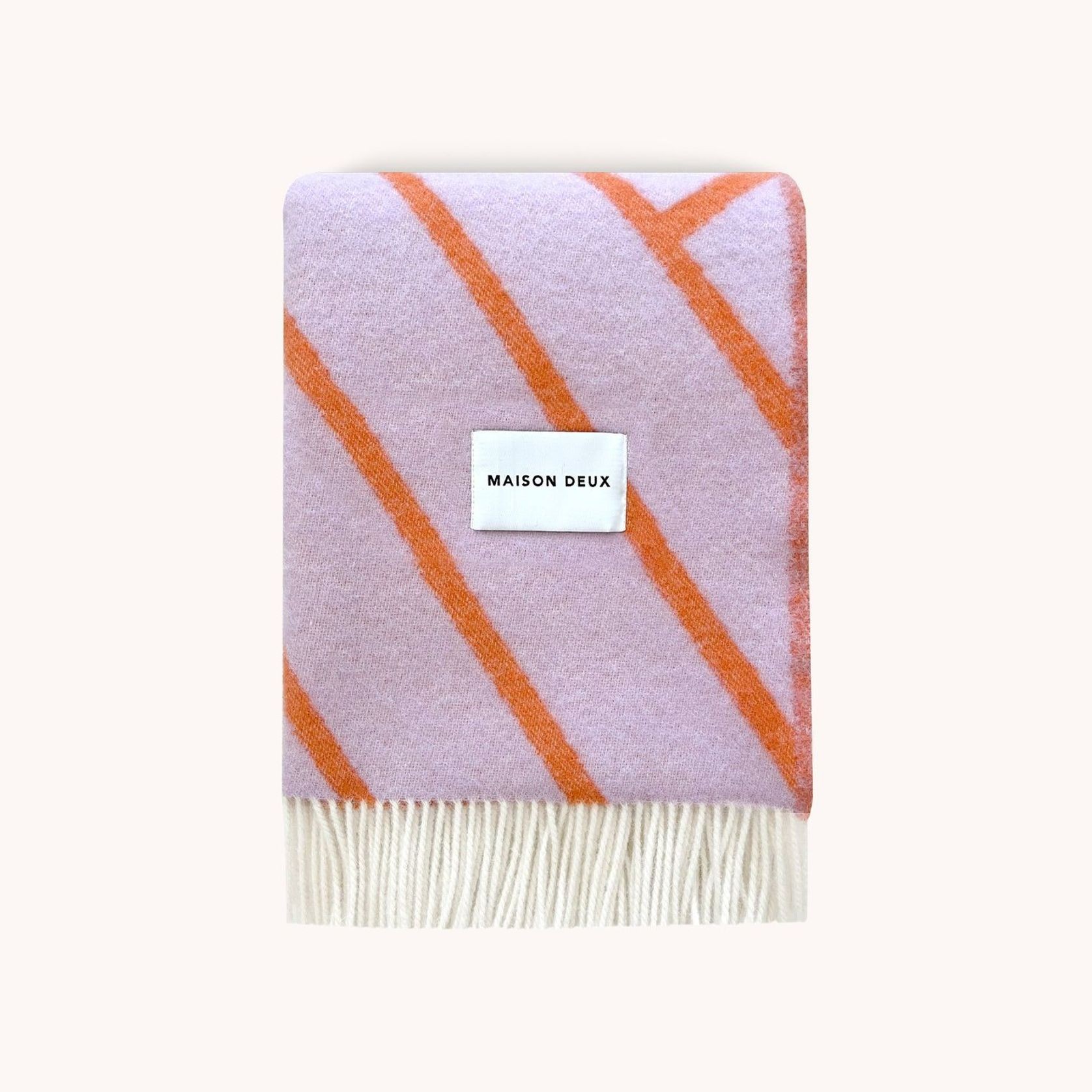 Maison Deux Lines Reversible NZ Wool Throw – Lilac Orange gallery detail image