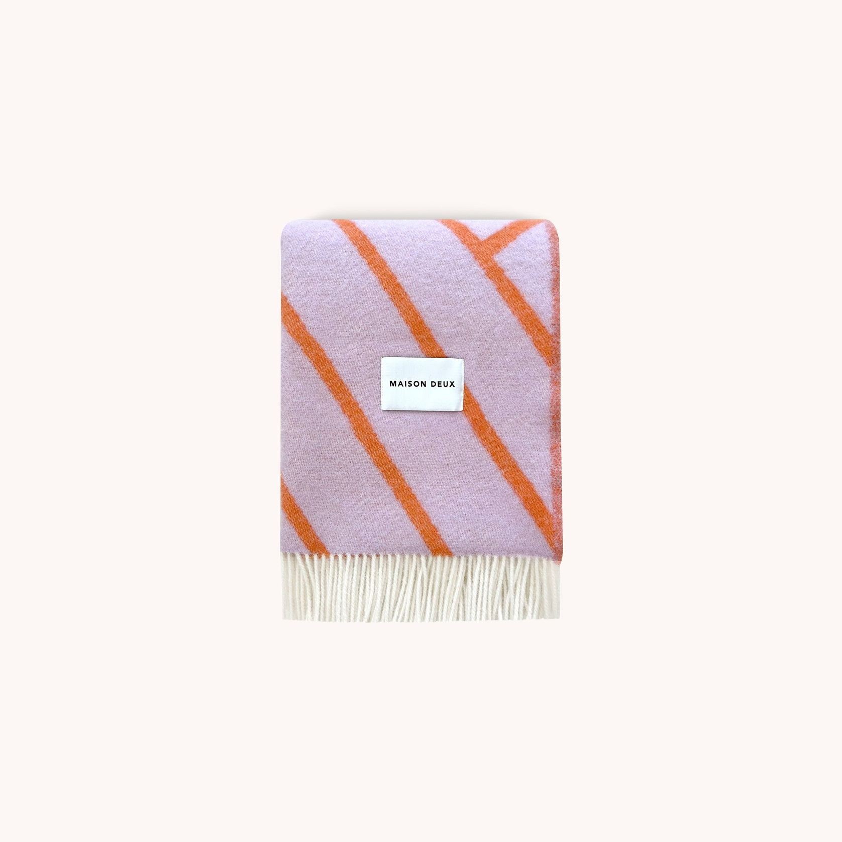 Maison Deux Lines - Lilac Orange | Large Reversible Wool Throw gallery detail image