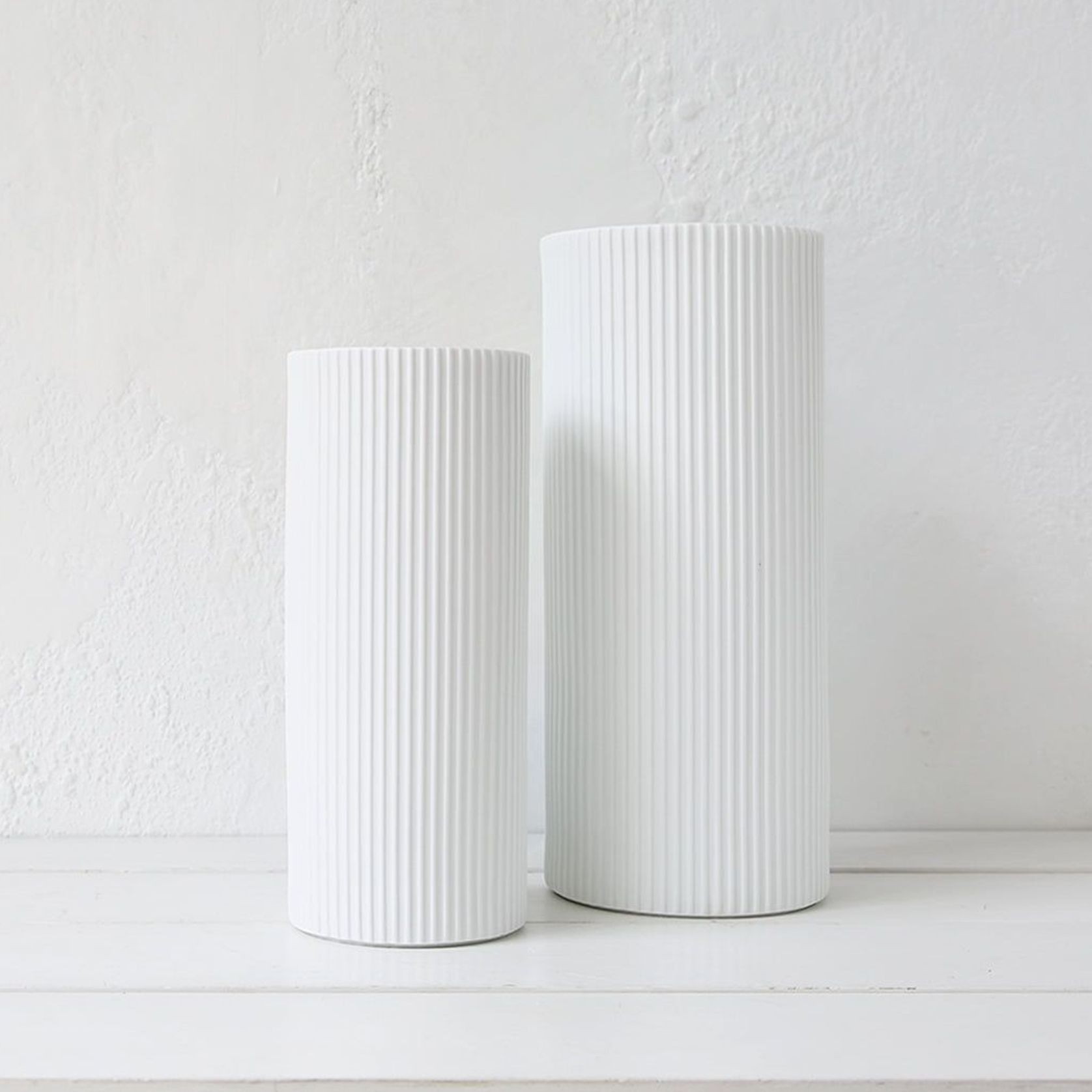 Cylindrical Lines Lamp / Matt White / Tall gallery detail image
