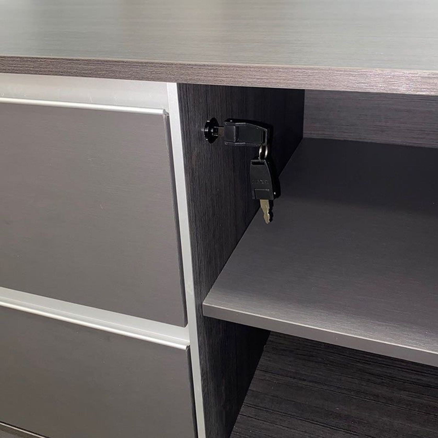 MATEES Executive Desk Reversible 2.4M - Grey/ Brown gallery detail image