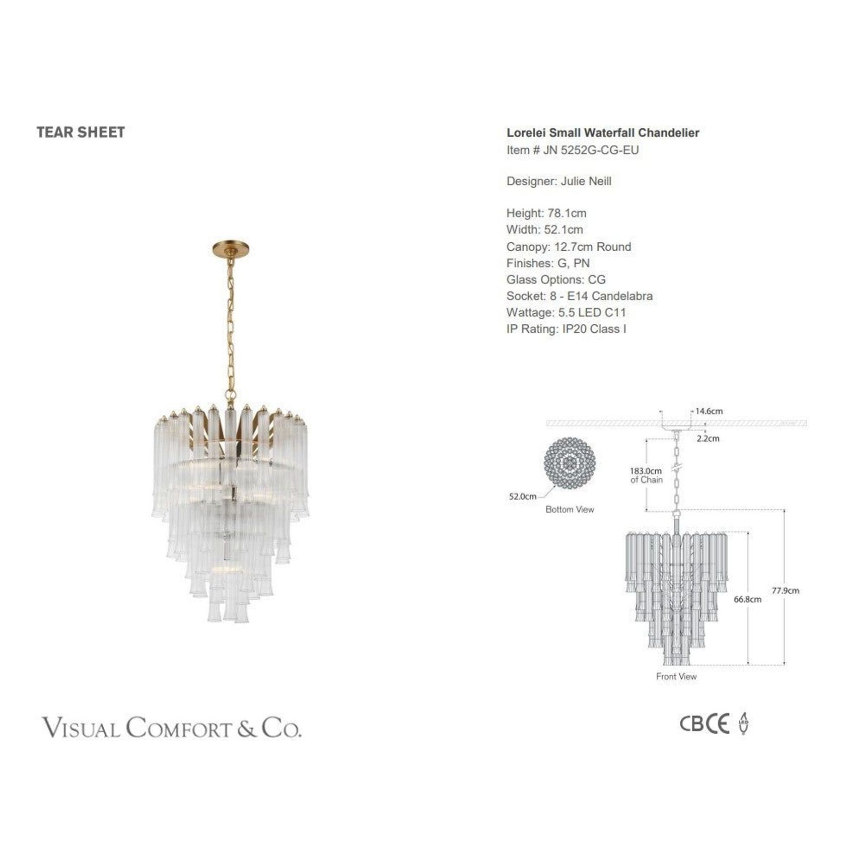 Visual Comfort Julie Neill Lorelei Small Waterfall Chandelier gallery detail image