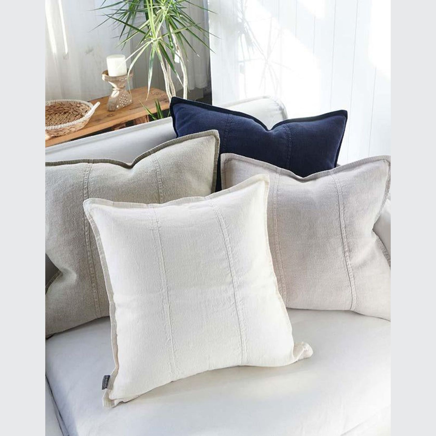 Luca Linen Outdoor Cushion - Silver Grey 60x60 gallery detail image