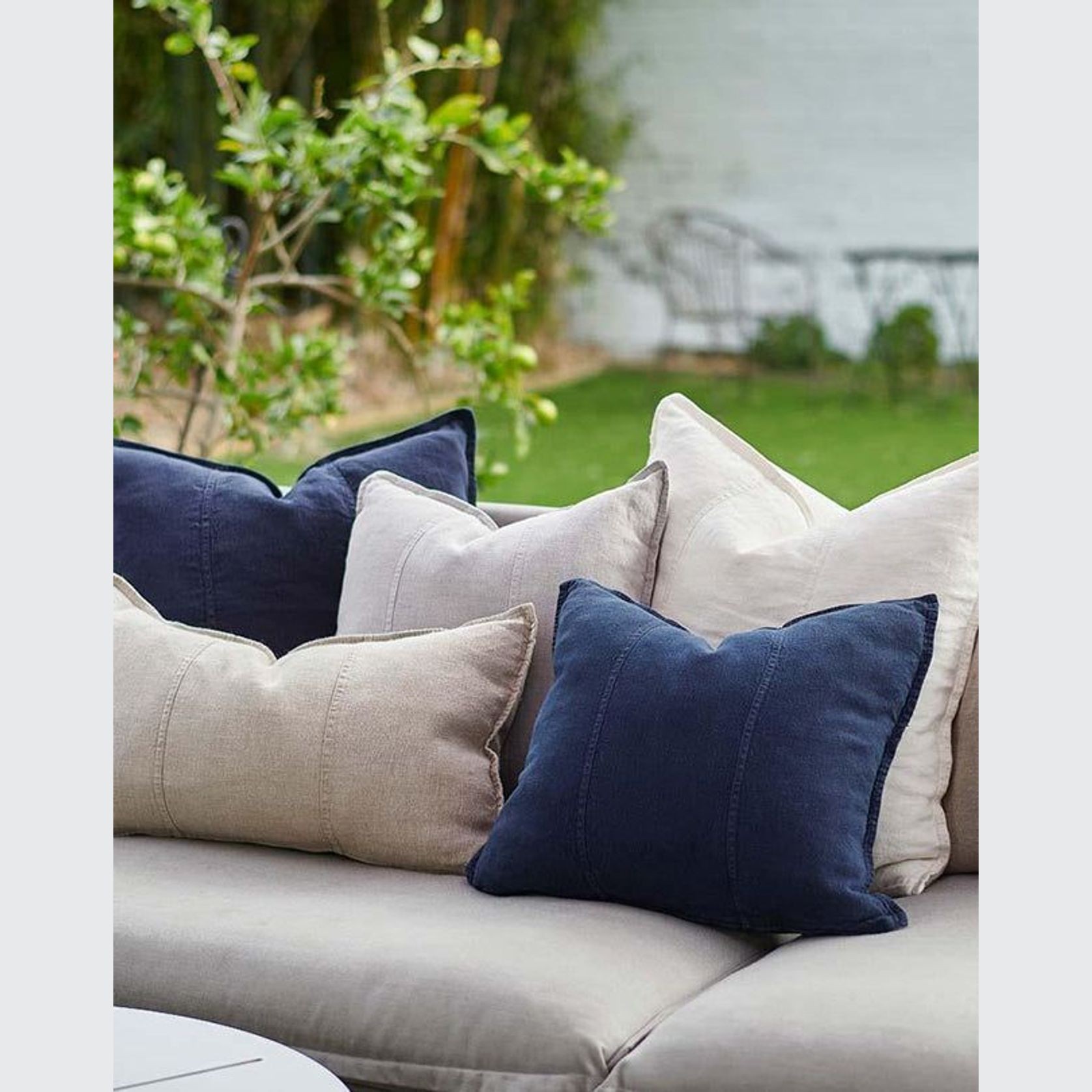 Luca Linen Outdoor Cushion - Silver Grey 60x60 gallery detail image