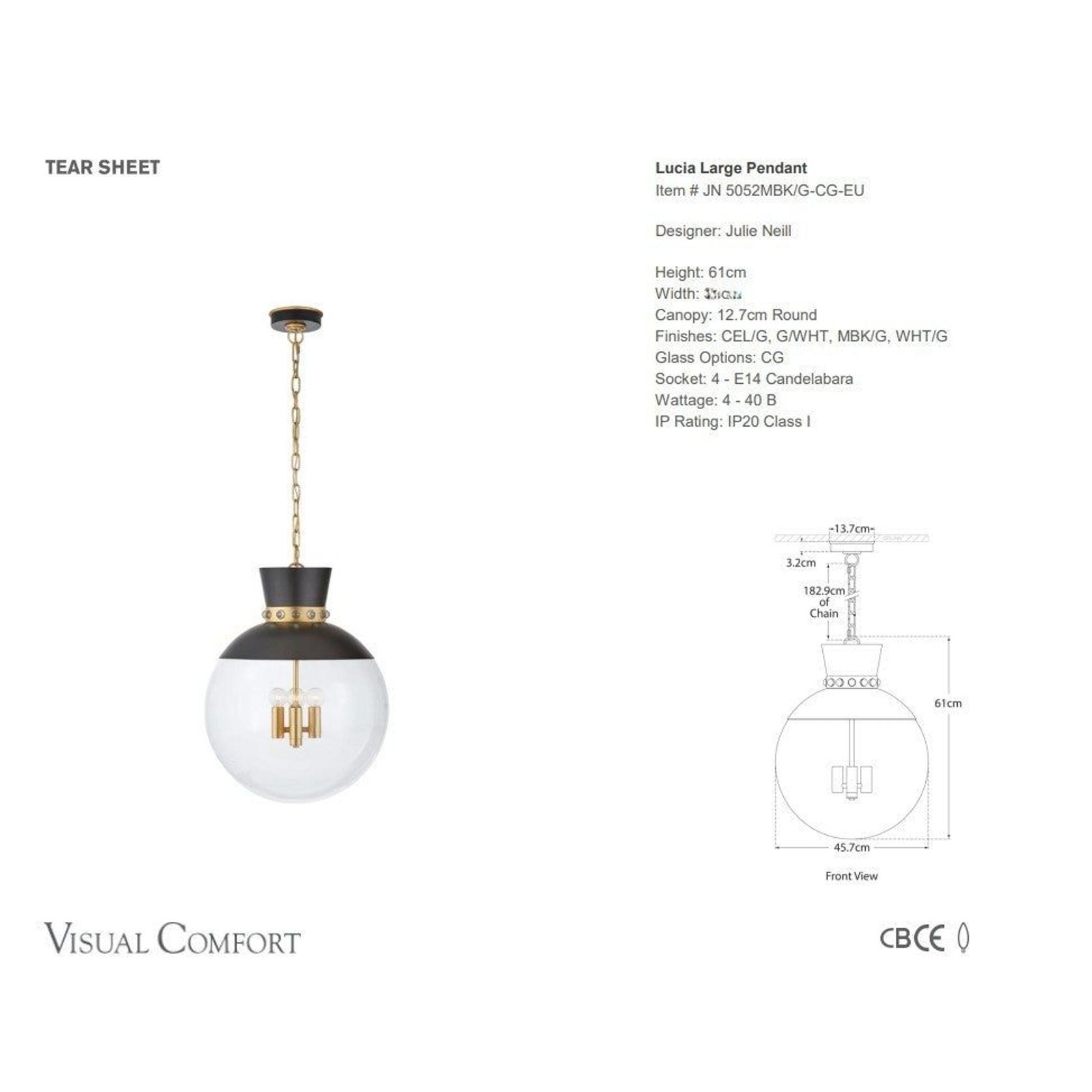 Visual Comfort Julie Neill Lucia Large Pendant gallery detail image