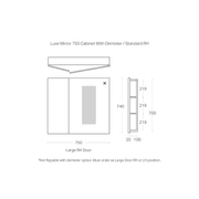 Luxe 750mm Mirror Cabinet With Demister | 2 Door gallery detail image