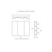 Luxe 900mm Mirror Cabinet With Demister | 3 Door gallery detail image