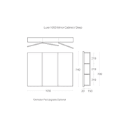 Luxe 1050mm Mirror Cabinet | 3 Door gallery detail image