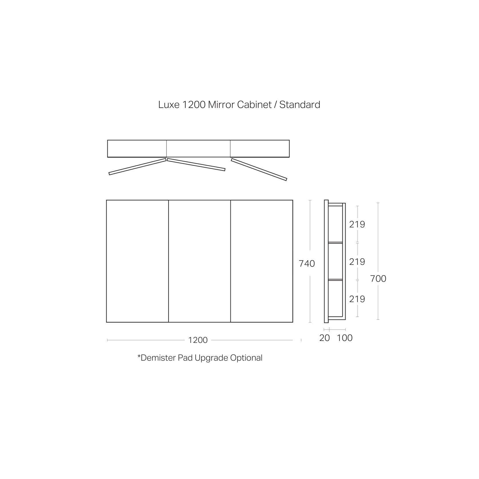 Luxe 1200mm Mirror Cabinet | 3 Door gallery detail image