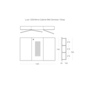 Luxe 1200mm Mirror Cabinet With Demister | 3 Door gallery detail image