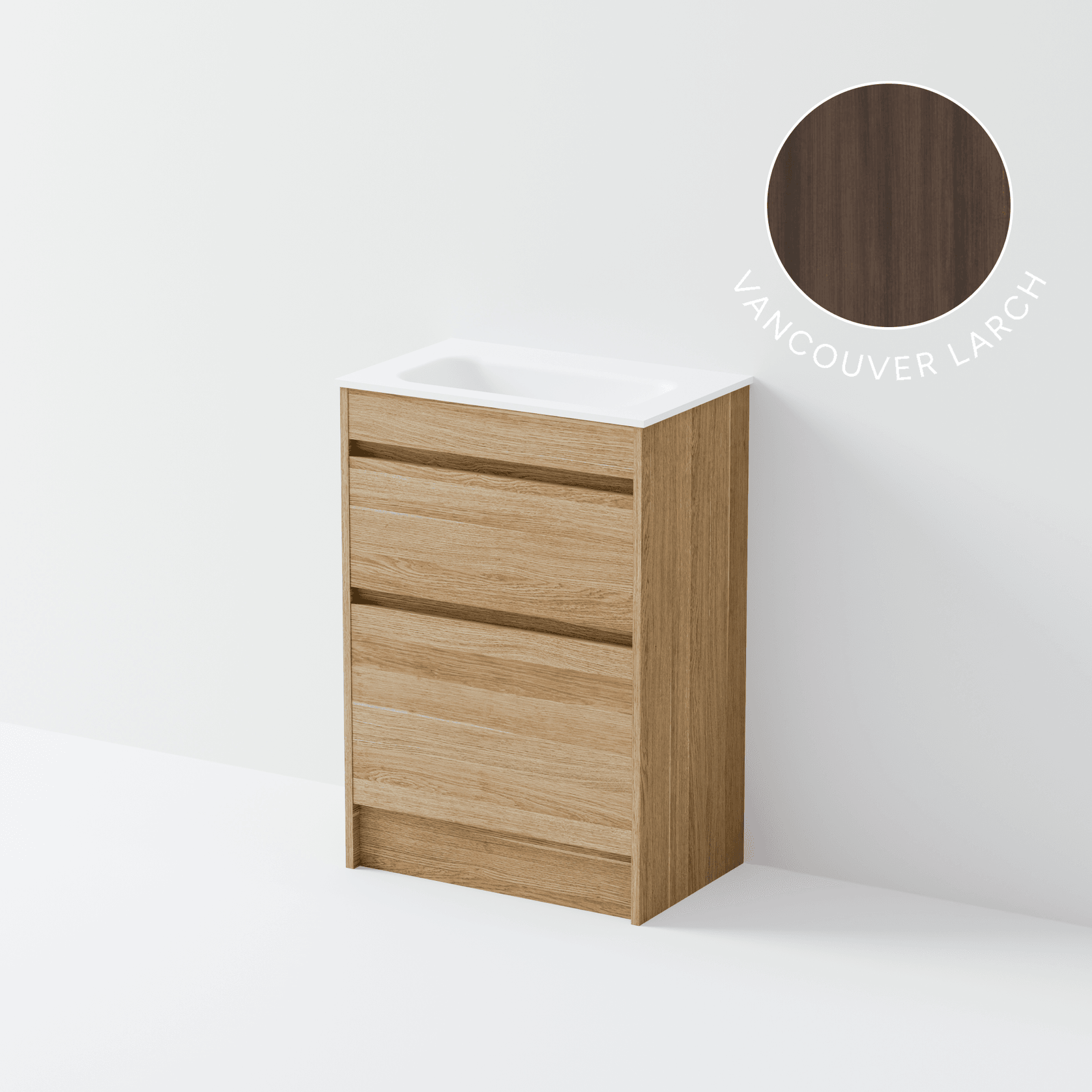 Luxe 600 Slim Floorstanding Vanity | 2 Drawer gallery detail image