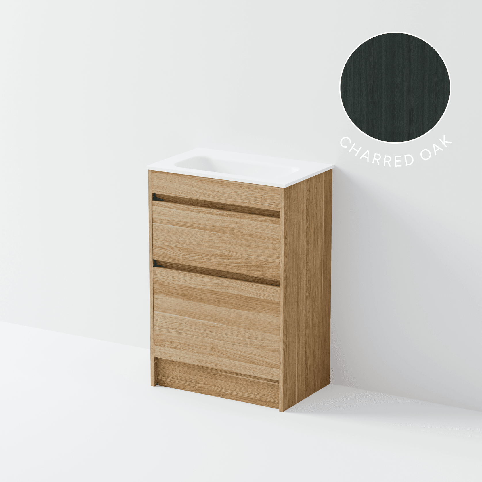 Luxe 600 Slim Floorstanding Vanity | 2 Drawer gallery detail image