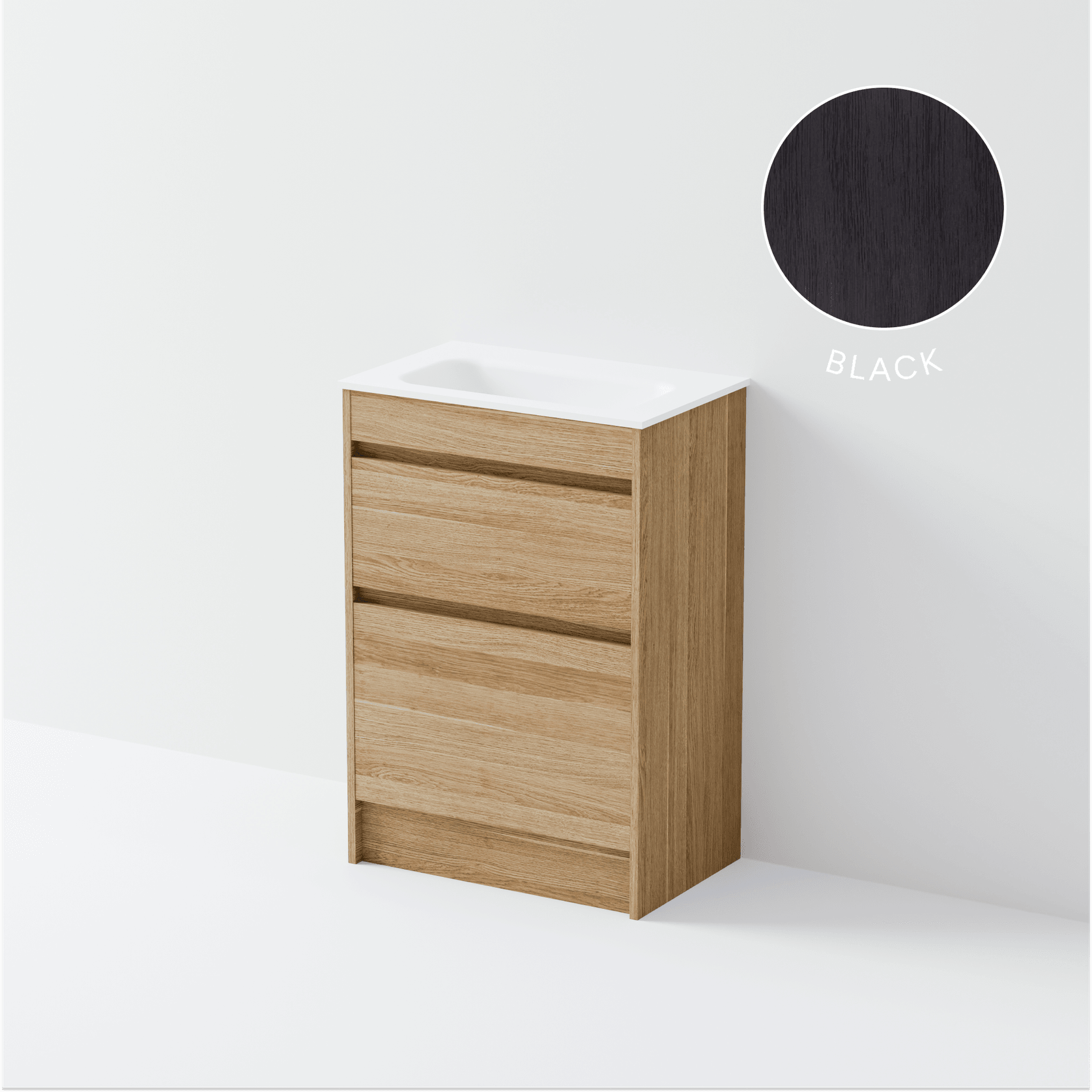 Luxe 600 Slim Floorstanding Vanity | 2 Drawer gallery detail image