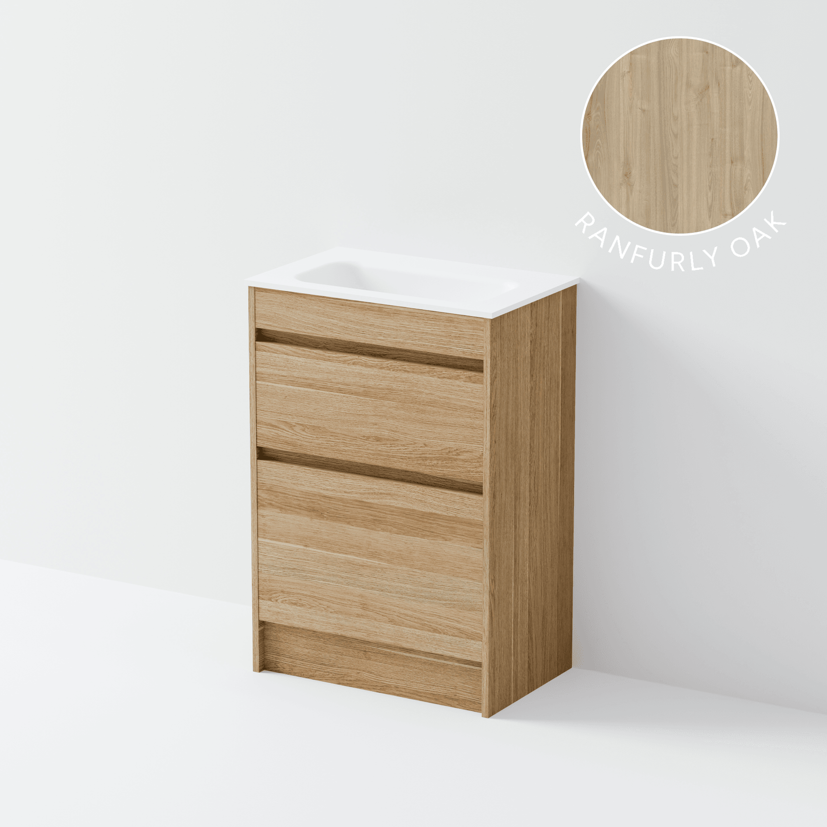 Luxe 600 Slim Floorstanding Vanity | 2 Drawer gallery detail image
