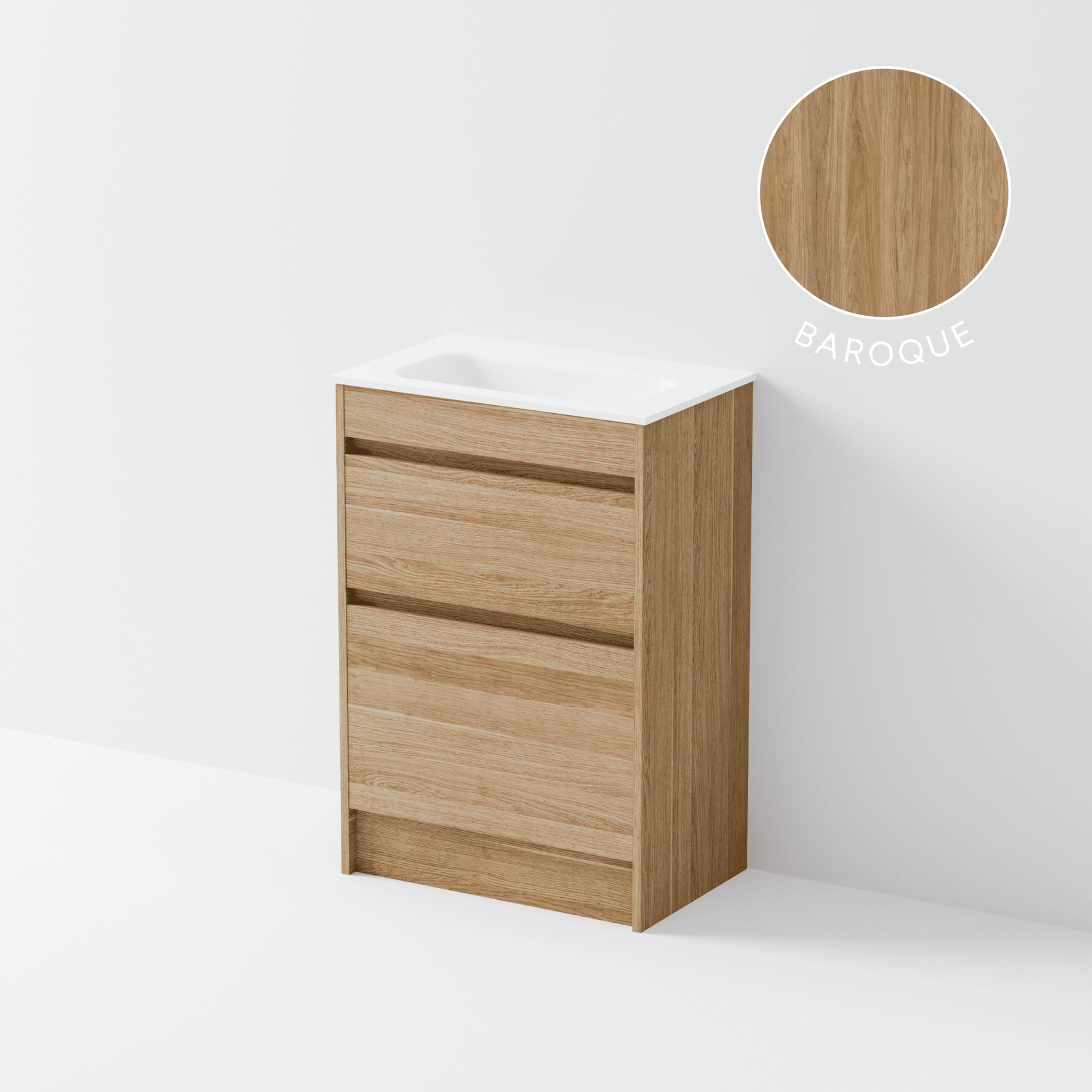 Luxe 600 Slim Floorstanding Vanity | 2 Drawer gallery detail image