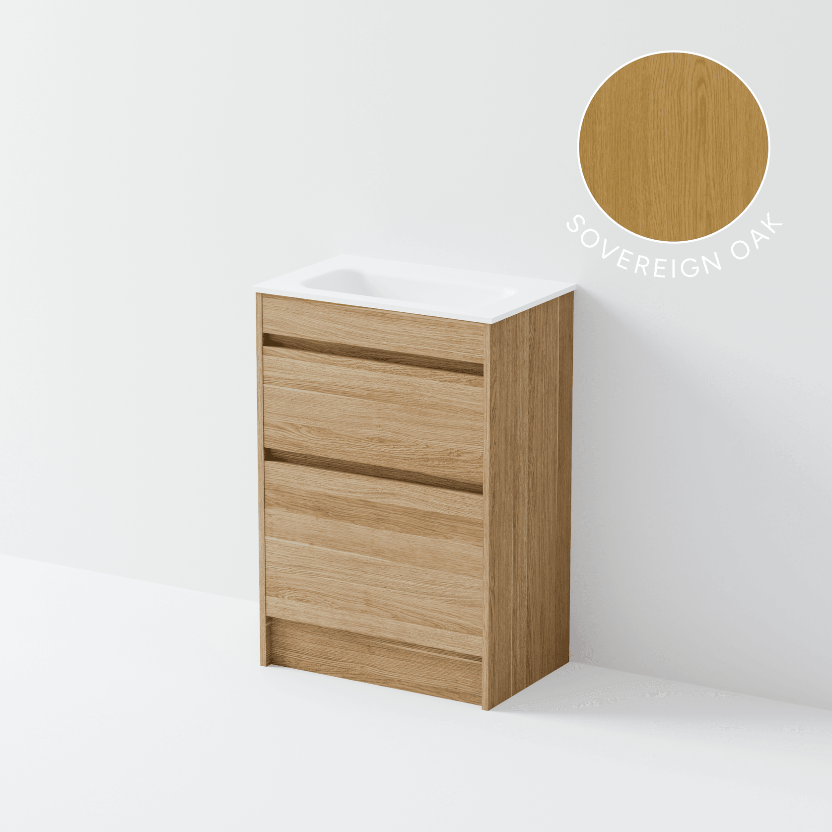 Luxe 600 Slim Floorstanding Vanity | 2 Drawer gallery detail image