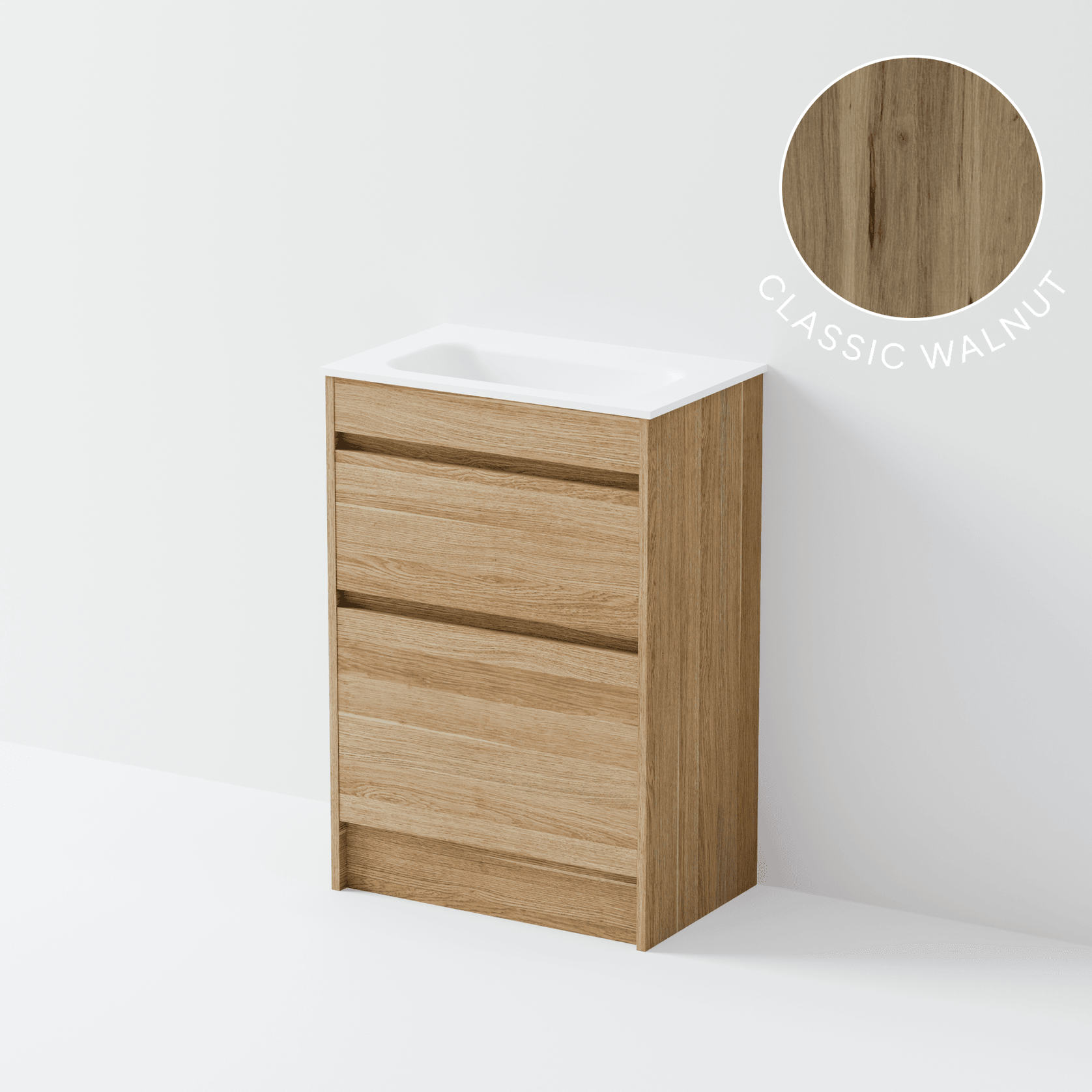 Luxe 600 Slim Floorstanding Vanity | 2 Drawer gallery detail image