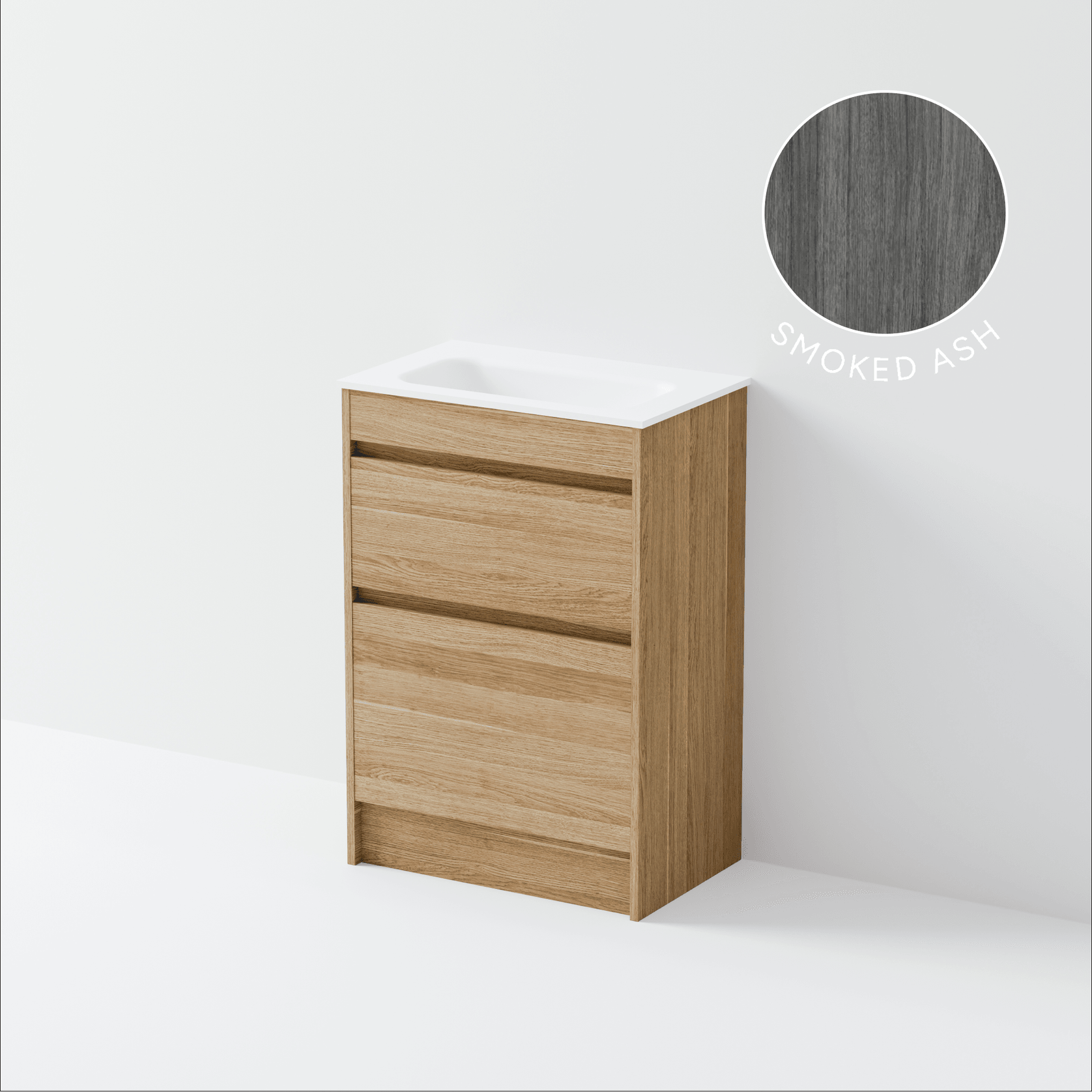 Luxe 600 Slim Floorstanding Vanity | 2 Drawer gallery detail image