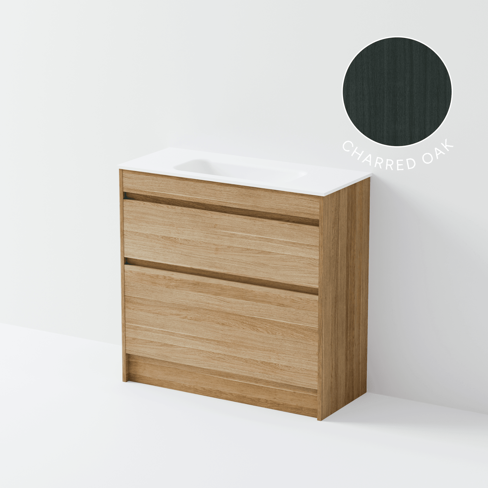 Luxe 900 Slim Floorstanding Vanity | 2 Drawer gallery detail image