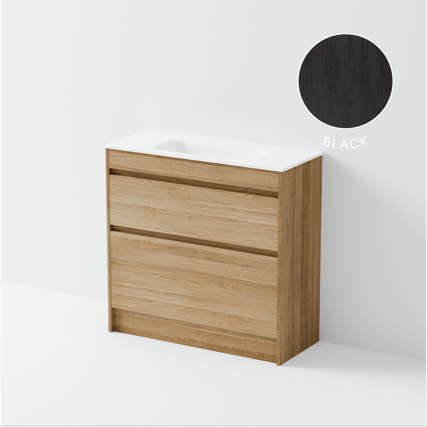 Luxe 900 Slim Floorstanding Vanity | 2 Drawer gallery detail image