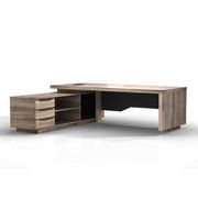 LARKIN Executive Desk with Left Return 2.4M - Warm Oak & Black gallery detail image