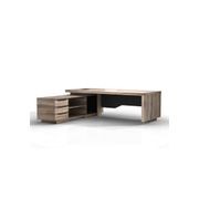 LARKIN Executive Desk with Left Return 2.4M - Warm Oak & Black gallery detail image