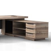 LARKIN Executive Desk with Right Return 2.4M - Warm Oak & Black gallery detail image