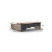 LARKIN Executive Desk with Left Return 2.4M - Warm Oak & Black gallery detail image