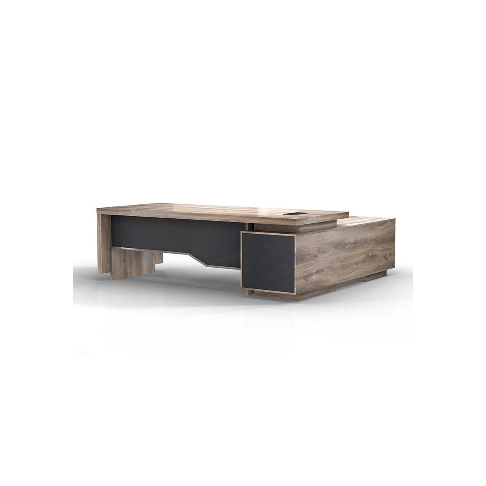 LARKIN Executive Desk with Left Return 2.4M - Warm Oak & Black gallery detail image