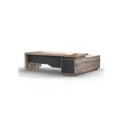 LARKIN Executive Desk with Left Return 2.4M - Warm Oak & Black gallery detail image