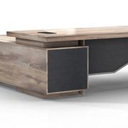 LARKIN Executive Desk with Right Return 2.4M - Warm Oak & Black gallery detail image