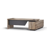 BALDER Executive Desk with Left Return 1.8-2.0M - Warm Oak & Black gallery detail image