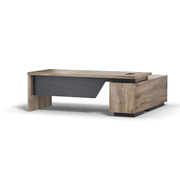 BALDER Executive Desk with Left Return 1.8-2.0M - Warm Oak & Black gallery detail image
