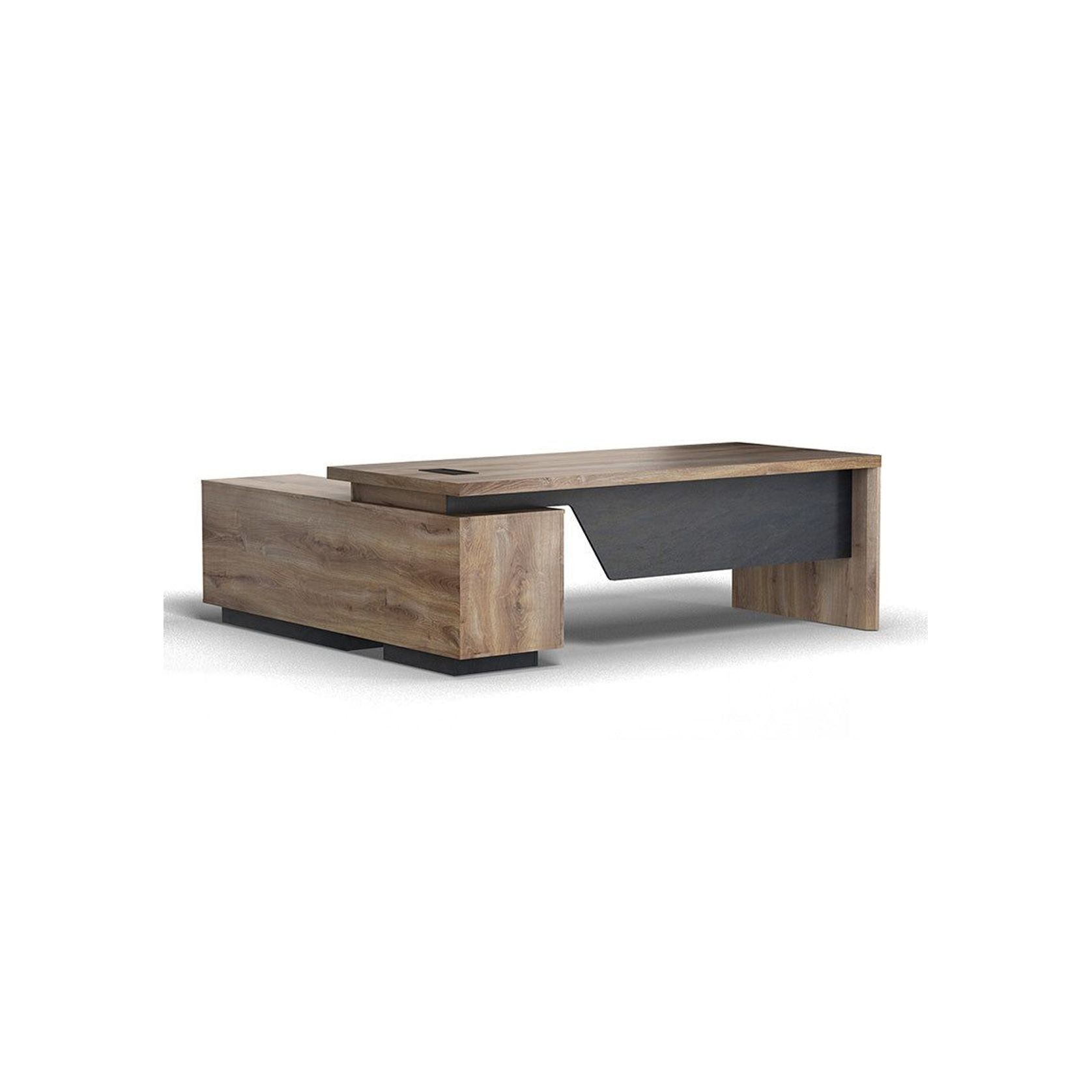 BALDER Executive Desk with Right Return 1.8-2.0M - Warm Oak & Black gallery detail image