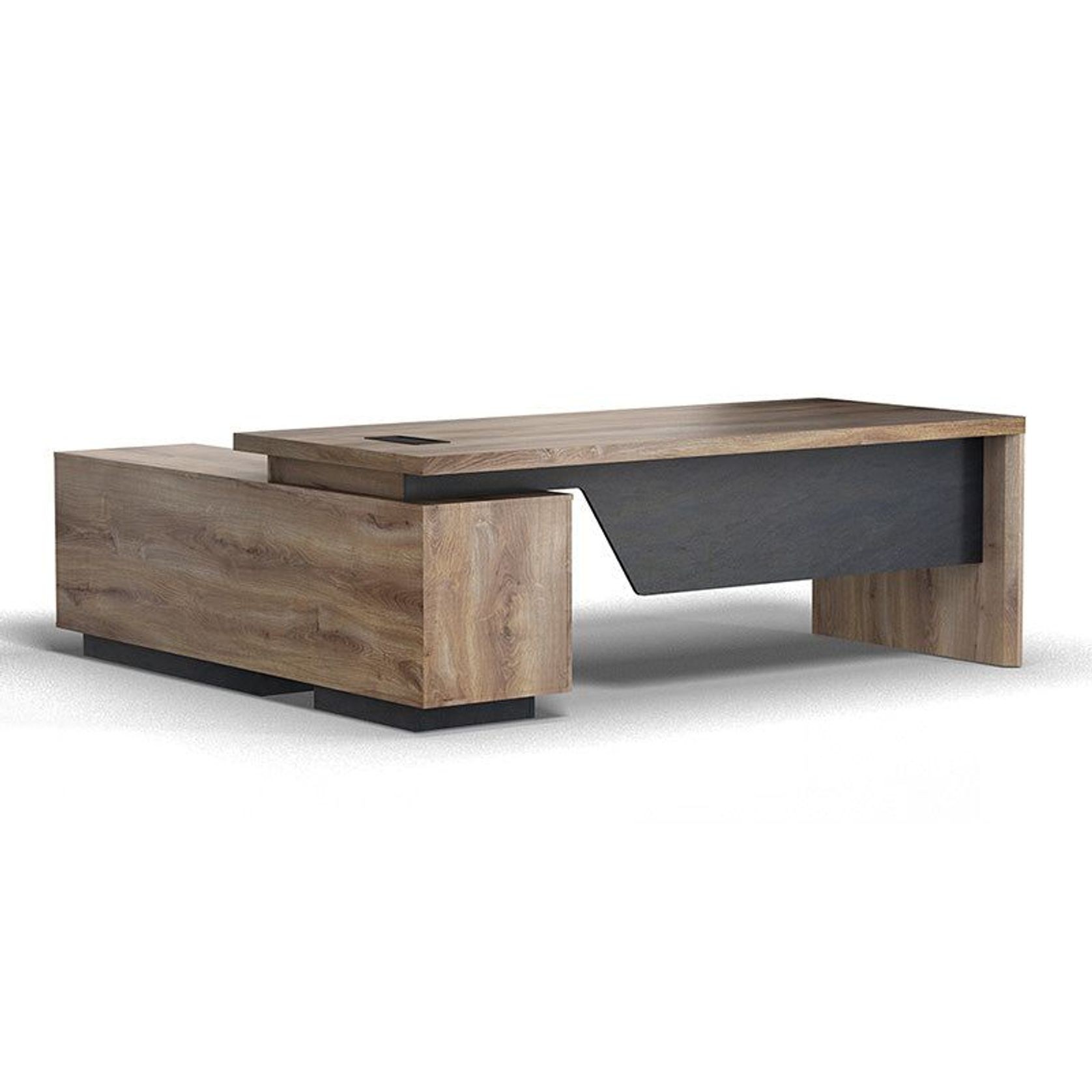 BALDER Executive Desk with Right Return 1.8-2.0M - Warm Oak & Black gallery detail image