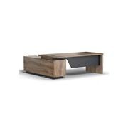 BALDER Executive Desk with Right Return 1.8-2.0M - Warm Oak & Black gallery detail image
